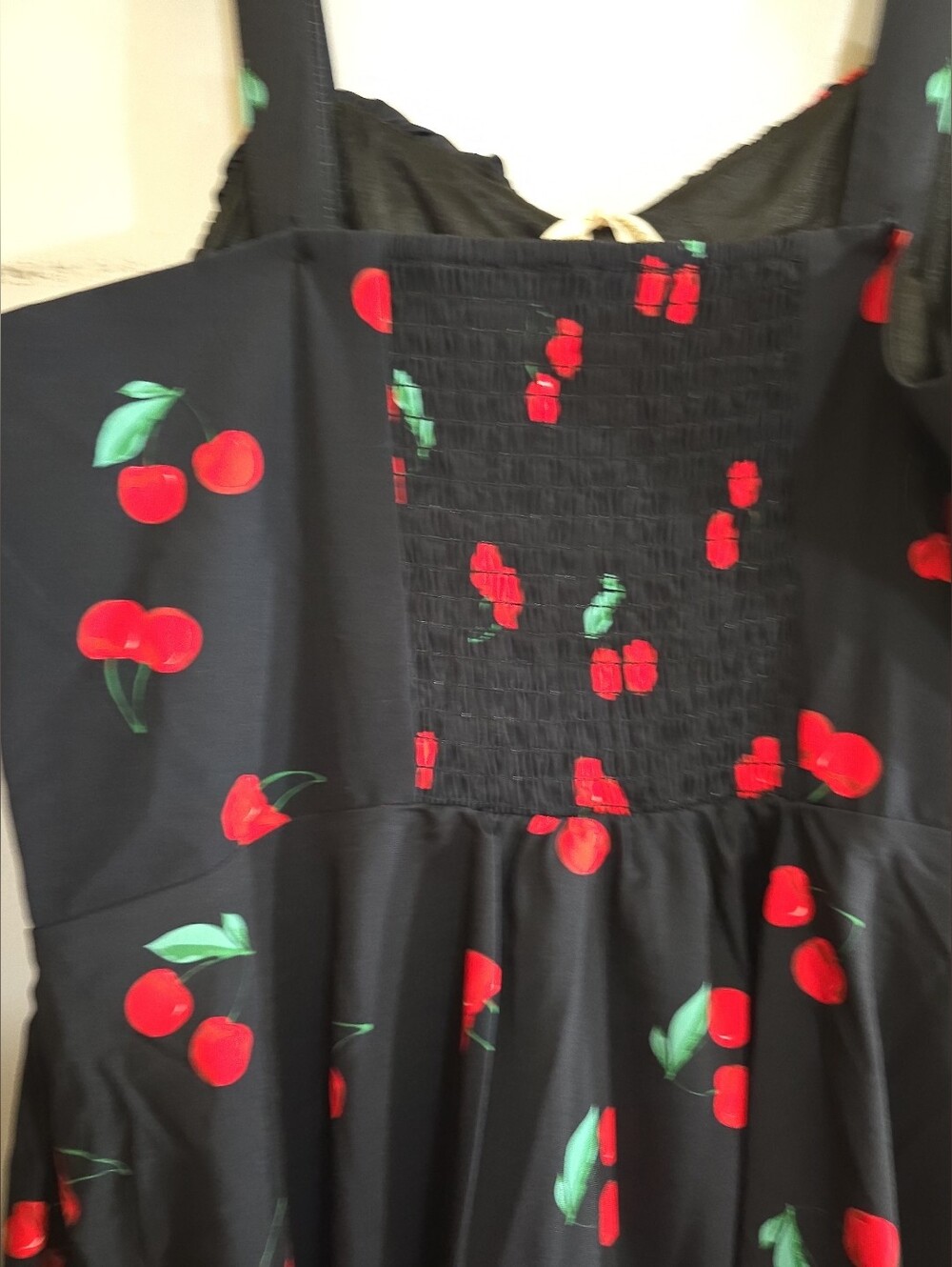 NWT Belle Poque Vintage Inspire Cherry Print Dress Ruched Bodice Flared XL 50s - Picture 8 of 9